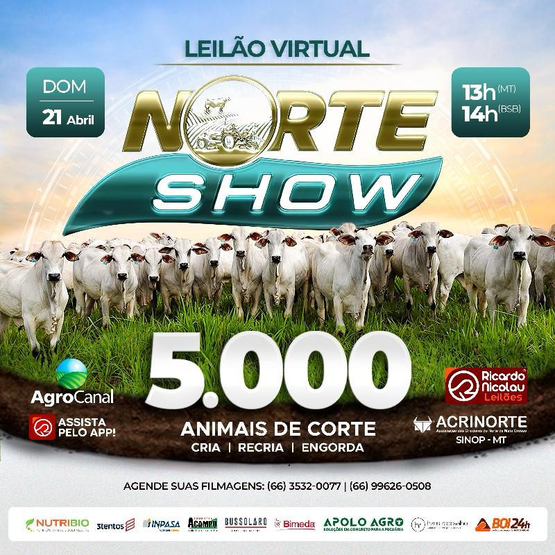 Leilão Virtual Norte Show hoje no Agro Canal